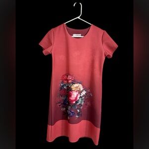 Floral T-shirt Dress (Persian Red)